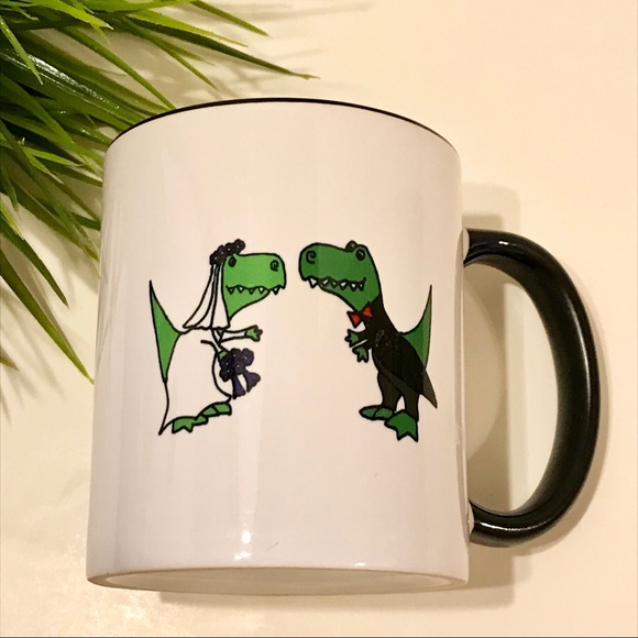Super Cute Dinosaur Wedding Couple Mug Cup - Picture 2 of 8